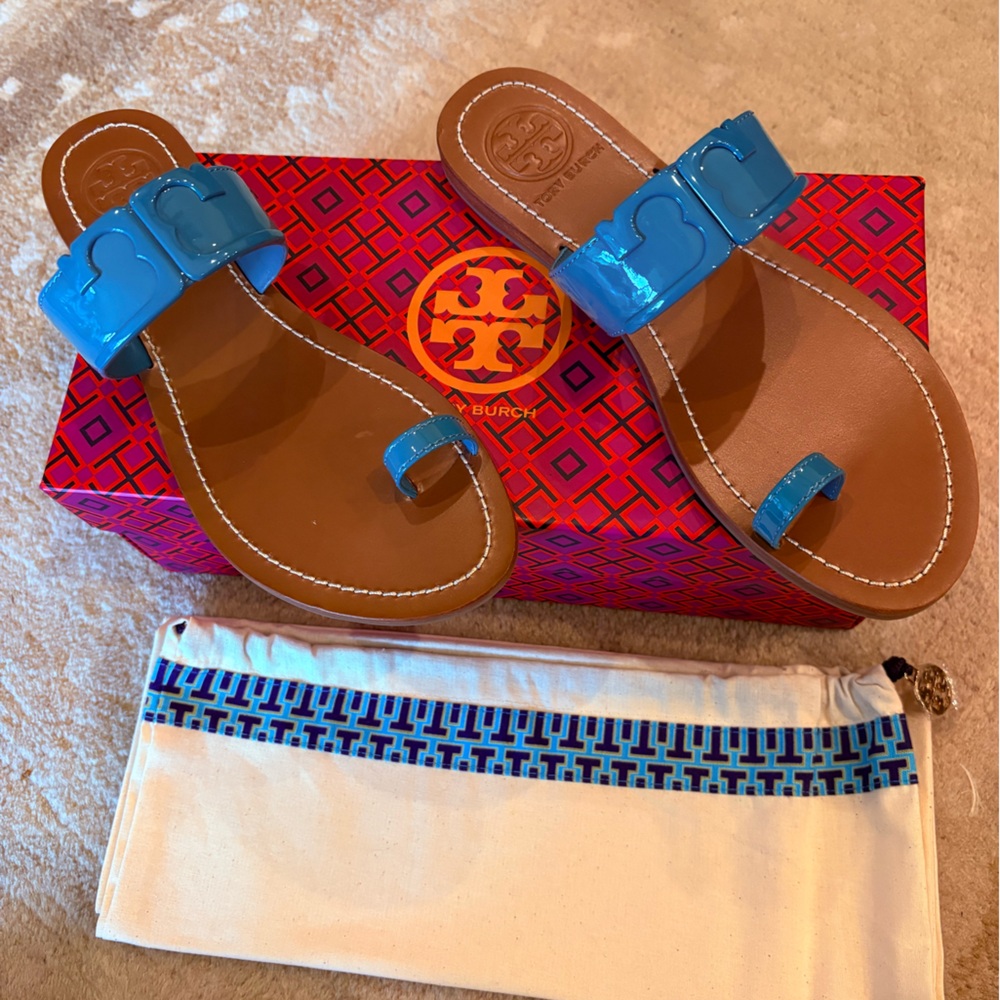 Tory Burch Marcia Toe Ring Slide Soft Patent Sandal